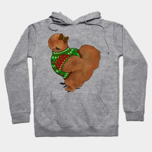 Red Silkie Chicken In An Ugly Christmas Sweater With Bow Hoodie